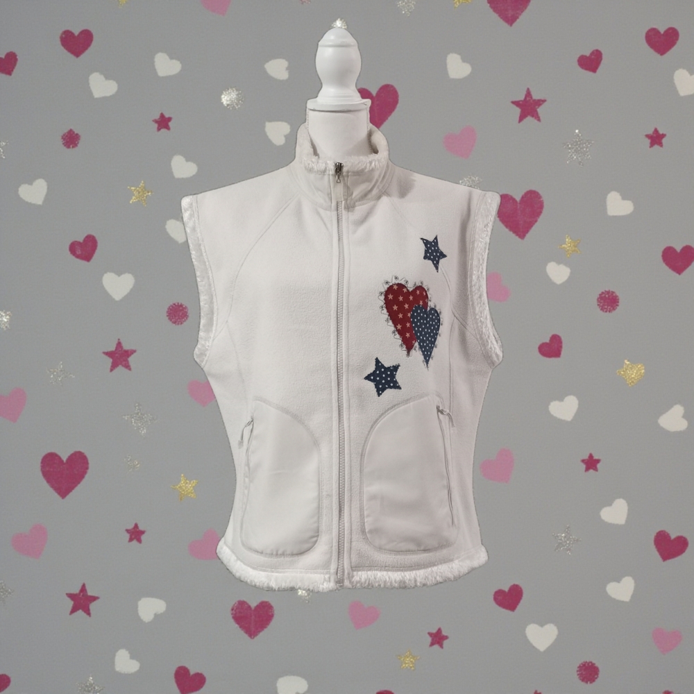 STORM CREEK WOMEN'S VEST WITH HEART AND STAR ACCENTS IVORY XL - Picture 8 of 8